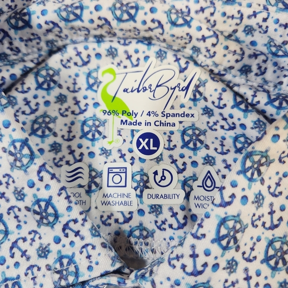 Tailorbyrd Performance Golf Polo Shirt Nautical Colorful Men's XL Wicking SPF 30 - Picture 7 of 10